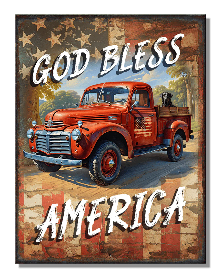 SH - God Bless America - 8.25in x 10.75in Metal Sign