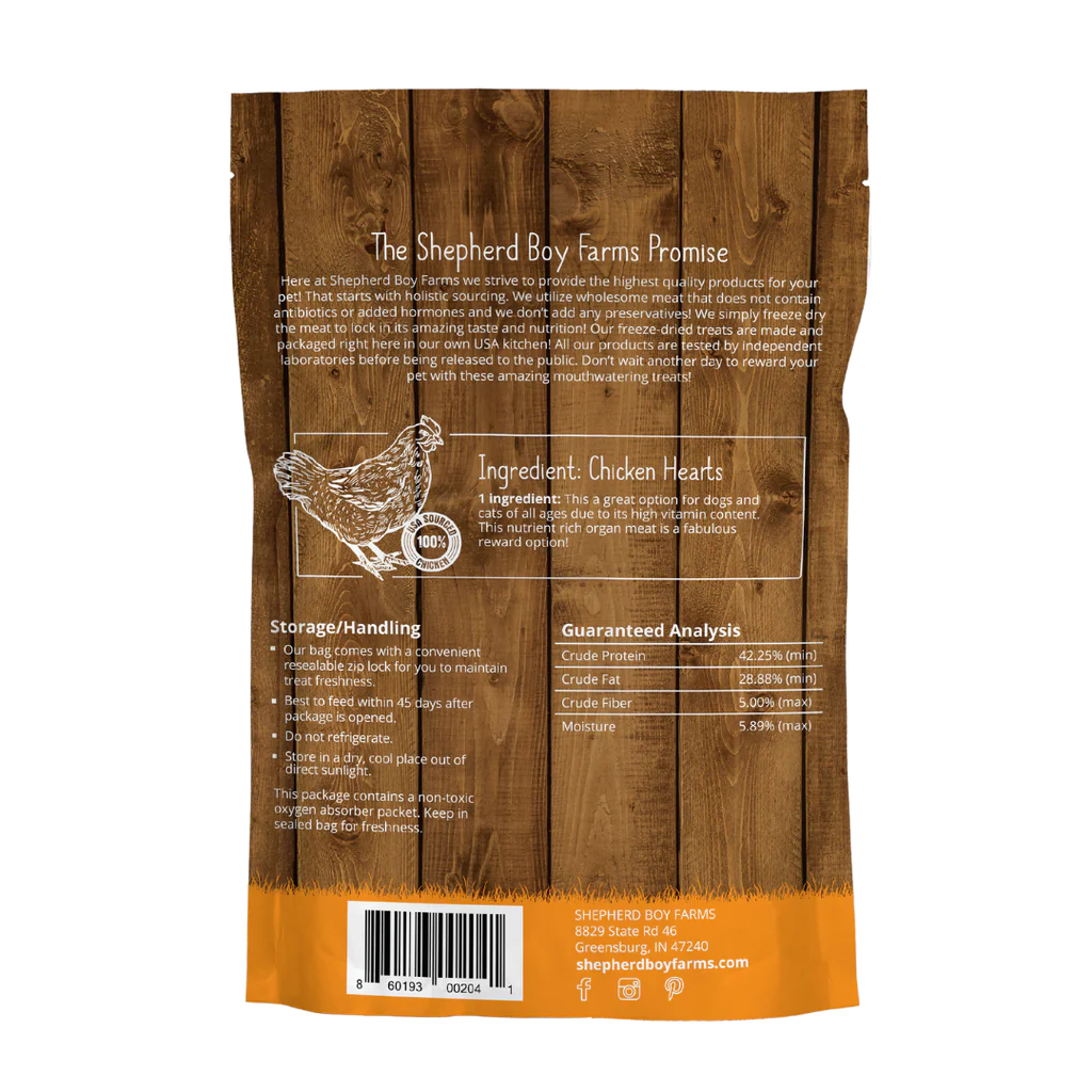 Shepherd Boy Freeze Dried Chicken Heart, 3oz. - Image 2