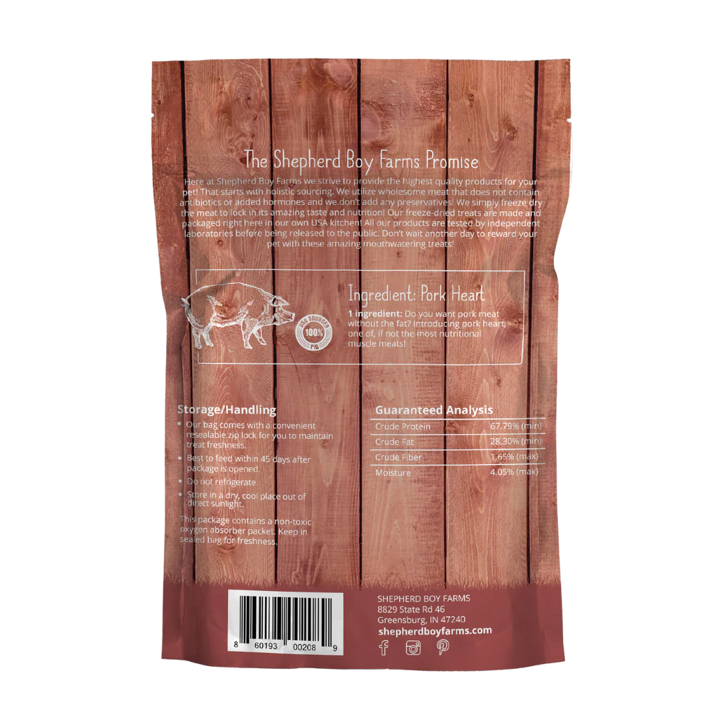 Shepherd Boy Freeze Dried Pork Heart, 3oz. - Image 2