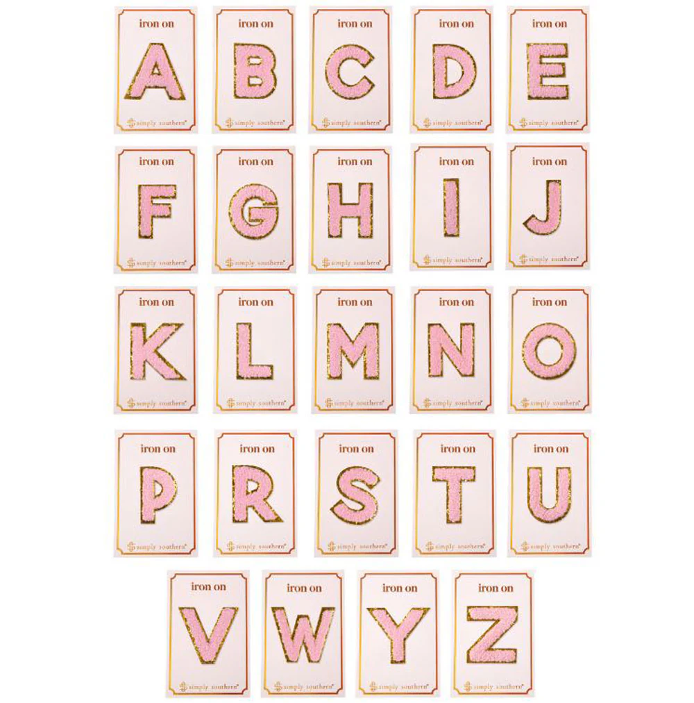 Simply Southern, Pink Initials Patches, Assorted & Sold Separately