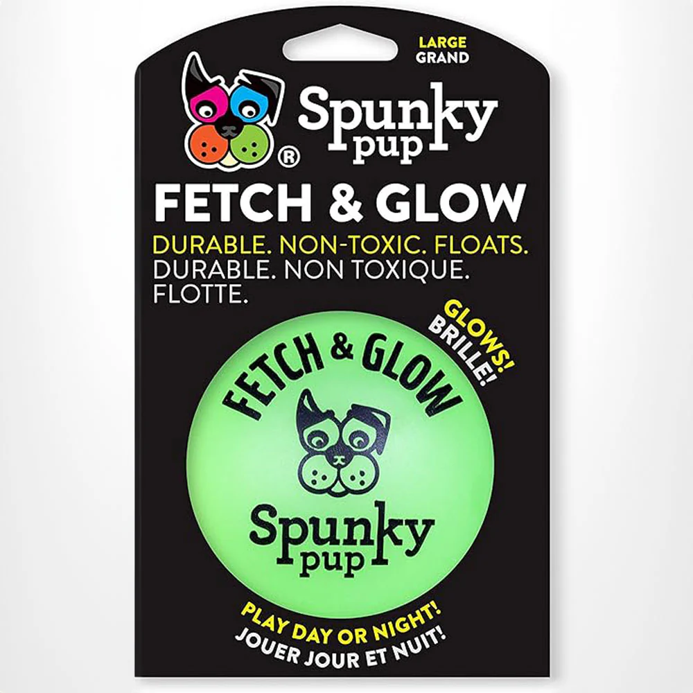 Spunky Pup, Fetch & Glow Ball 2pk Small, Assorted Colors