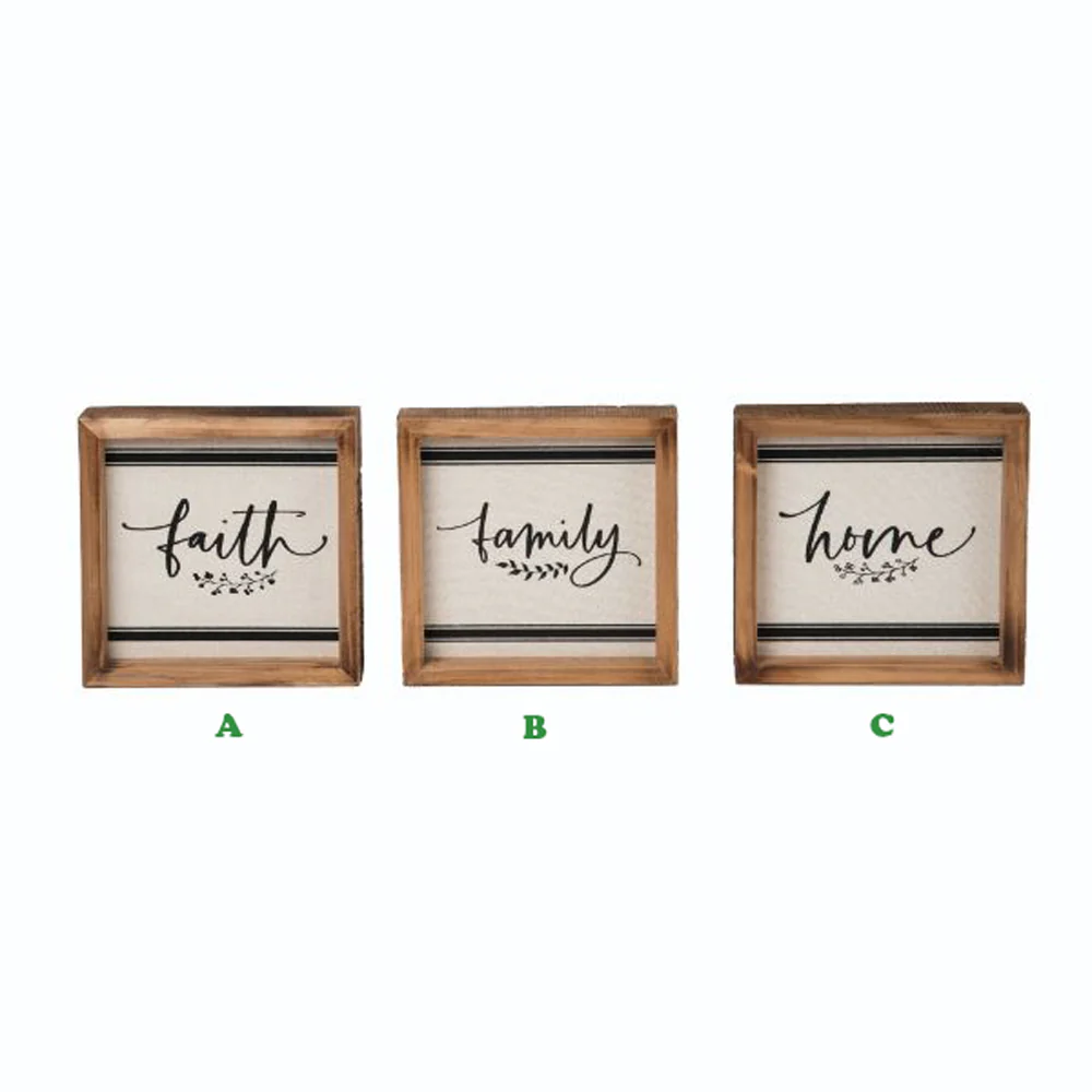 Transpac, Wood Ticking Stripe Block Decor, Assorted and Sold Separately