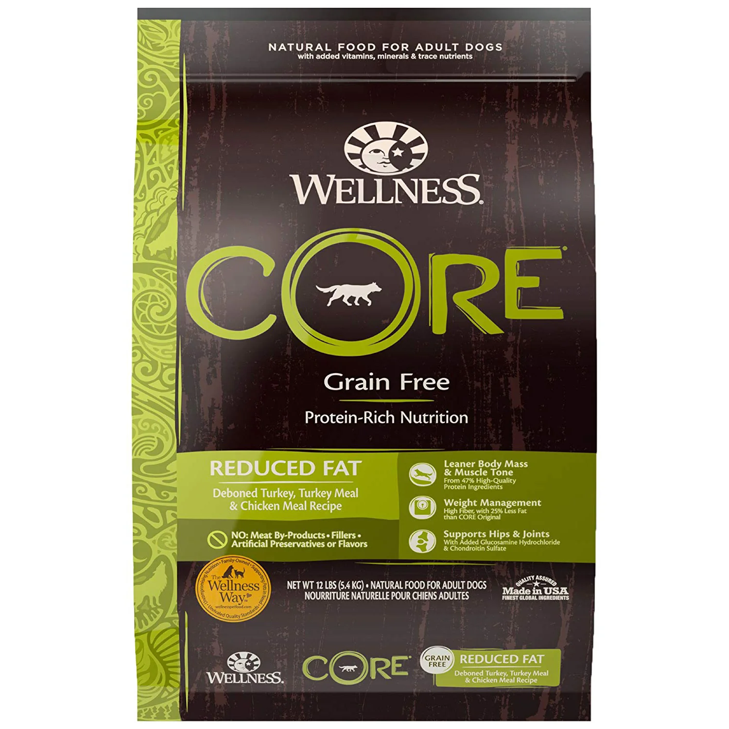 Wellness CORE Grain Free Reduced Fat Turkey Adult Dog Food, 24 LB