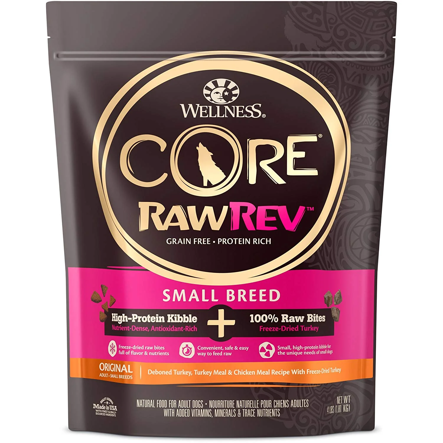 Wellness CORE RawRev Small Breed Grain Free Turkey Dog Food, 4 LB