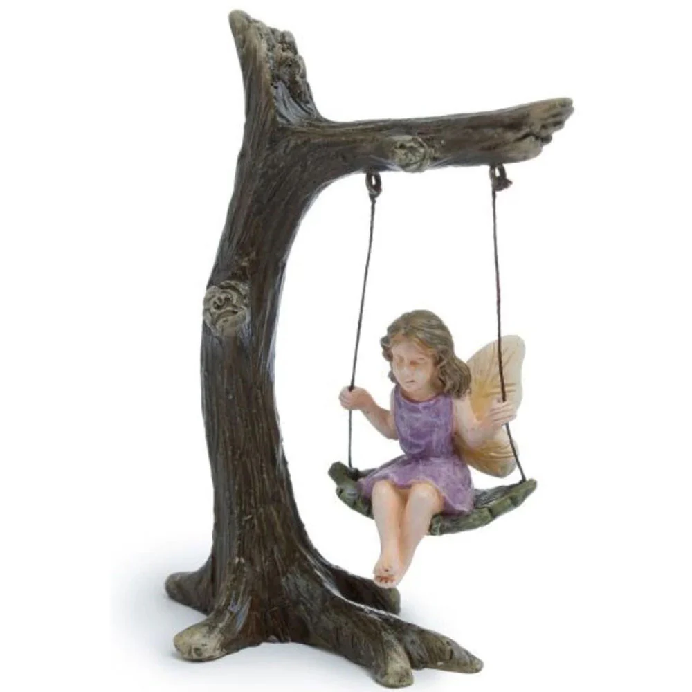 Woodland Knoll, Miniature Fairy on Tree Swing