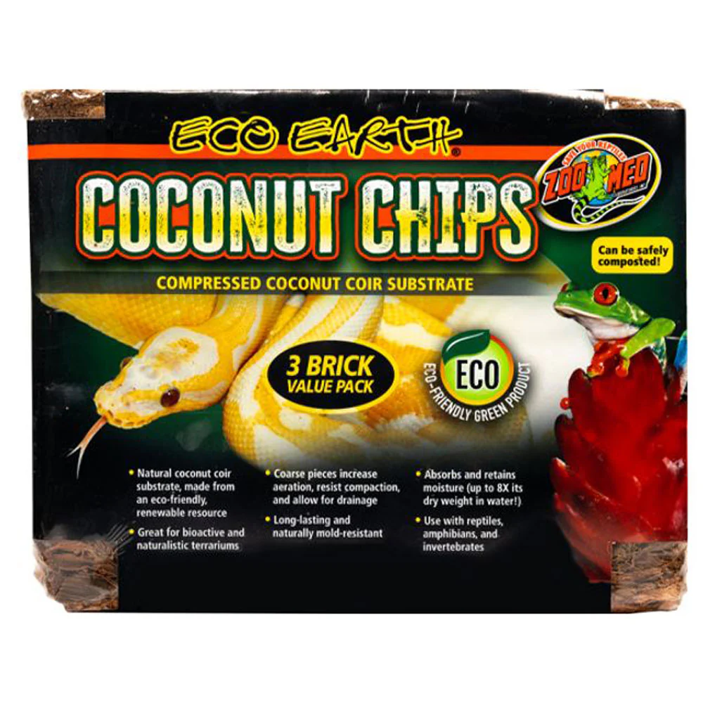 Zoo Med, Coconut Chips 500G, Brick 3 Pack